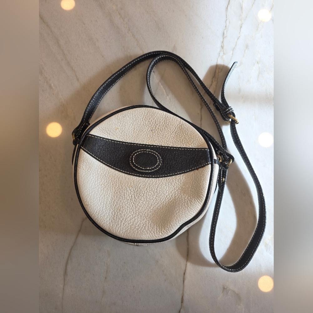 Vintage Liz Claiborne Black and White Round Crossbody Bag